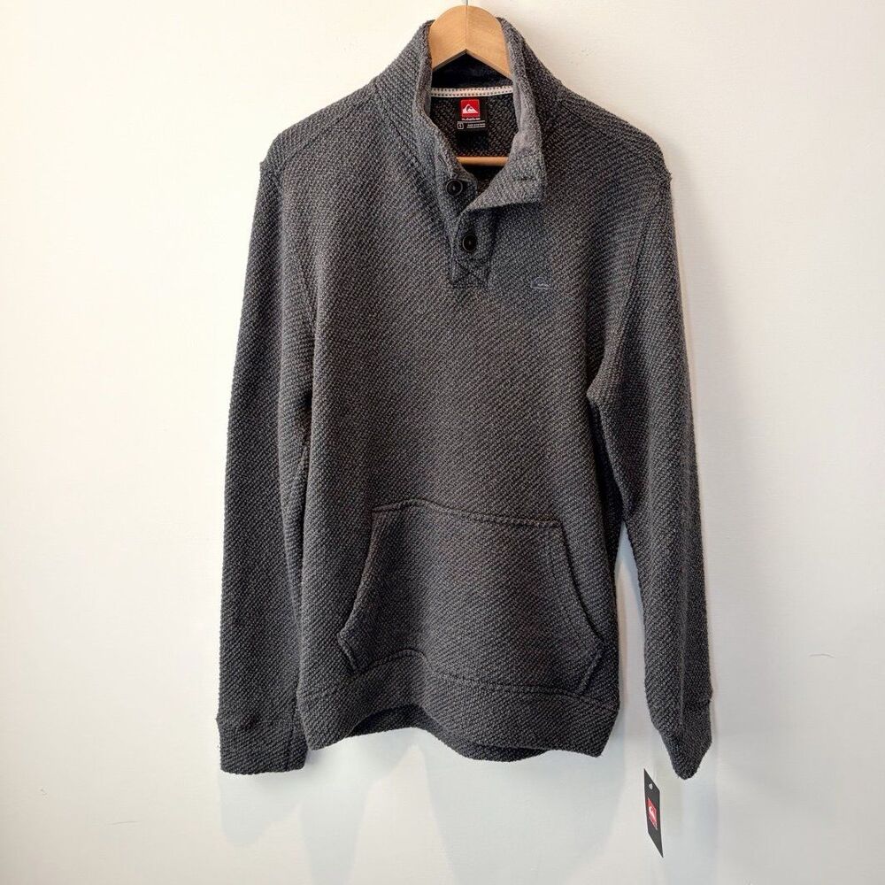 Quiksilver Men’s Small Gray Textured Pullover Sweater Mock Neck NWT